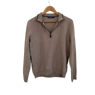 Sportscraft Mens  Size M Quarter Zip Jumper Brown / Grey 