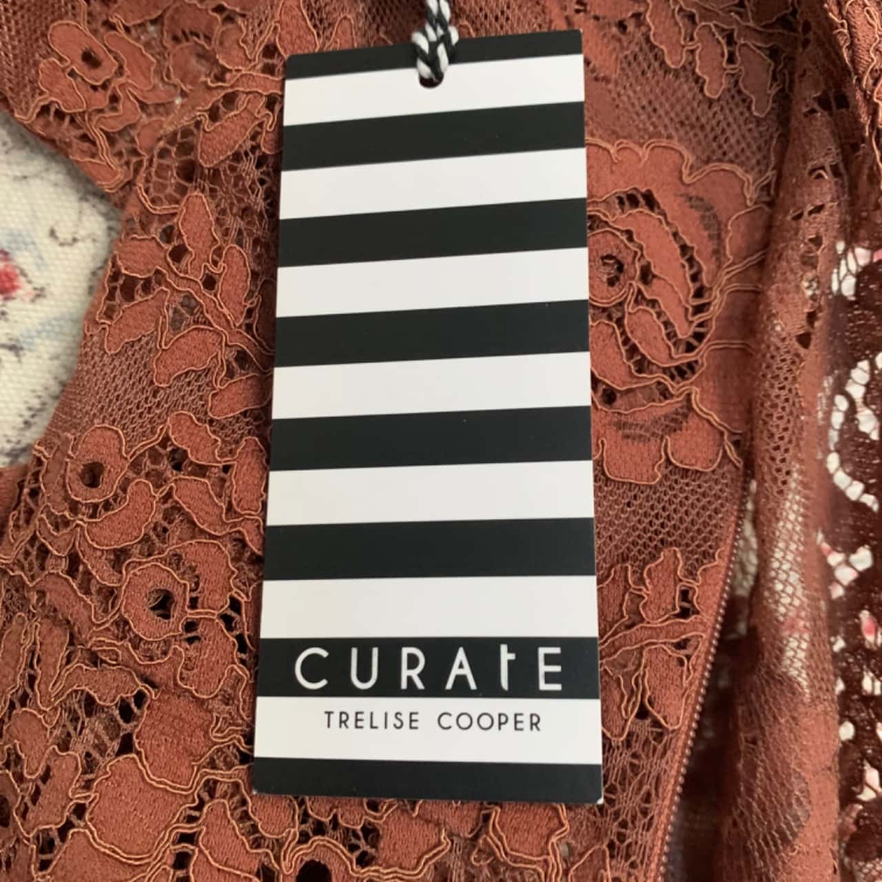 BNWT Curate Trelise Cooper Womens Size L Long Sleeve Lace Maxi Dress Brown (s)