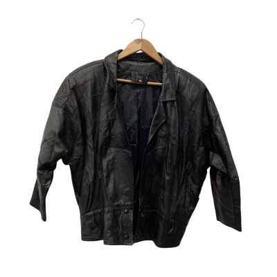  Womens  Size 10 Black leather jacket  