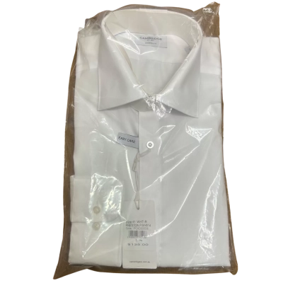  New With Tags CAMBRIDGE Men’s  Size 41 Preston Modern Fit Shirt /Long Sleeve Shirt/ 100% Cotton White  RRP: $135.00