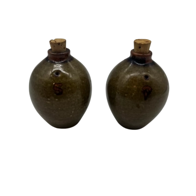 Corked Pottery Salt and Pepper Shakers