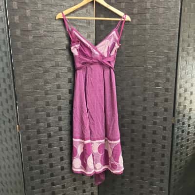 Ted Baker Womens  Size 3 Shoestring Strap Dress Purple / White 