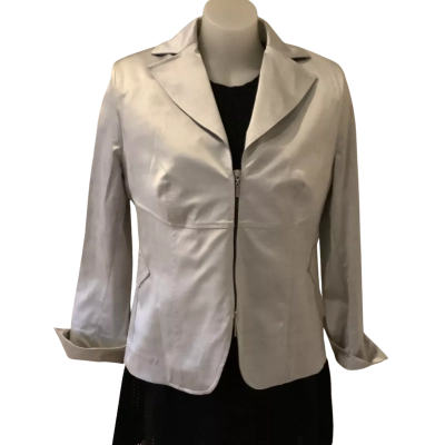 BNWT**Sketa  Sateen Shantung Zip Blazer.  Silver.  Size 14 