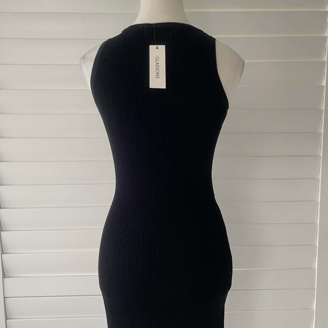 knee length dresses for ladies MILANO BLACK COTTON MIDI DRESS – DISSH main image 1