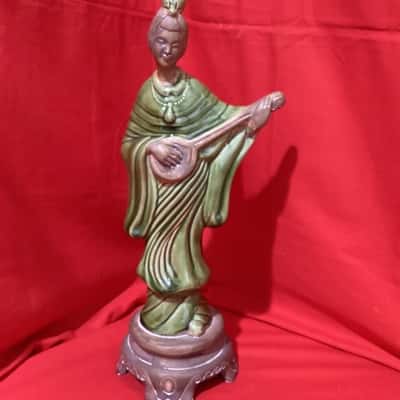 Vintage Asian Figurine - Woman playing Mandolin (Made in Philippines)