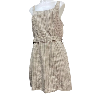 Dotti Womens  Size 14 Sleeveless Dress  Beige / Brown / Checked 