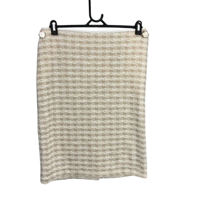 Liz Jordan Womens  Size 14 Midi Skirt Beige / Checked / White 