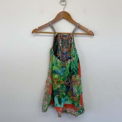 Camilla Green Colourful Embellished Cami Top Size 8 