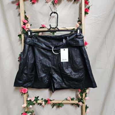 Womens Bardot Black PU Shorts Size 14 RRP $89.99