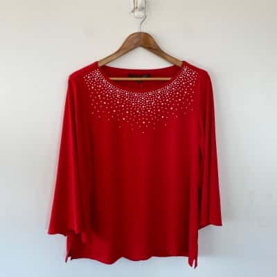 Liz Jordan True Red After Dark Beaded Cape Top Size 14