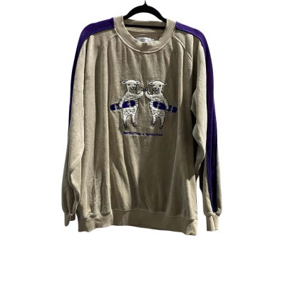  Mens Size M Champagne/Purple/White lambchop x lambchop Crew Neck Jumper 