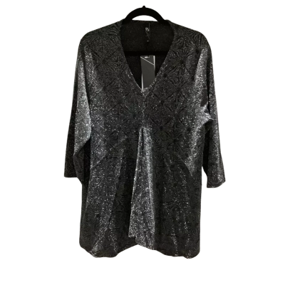 Taking Shape Womens  Size M 3/4 Sleeve Top Black  / Silver RRP $109.95