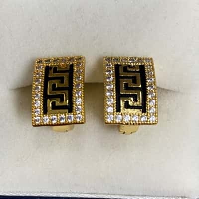  Womens Grecian Pattern Diamanté Studded Earrings