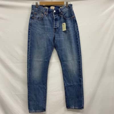 Levi's Mens 501 Original High Rise Straight Leg Jeans Blue 