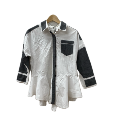 COS Womens  Size M Long Sleeve Top Grey / White 
