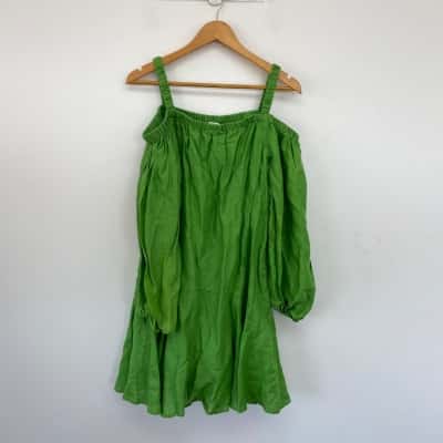 Country Road Green Long SLeeve Off Shoulder Mini Dress  Size 12 