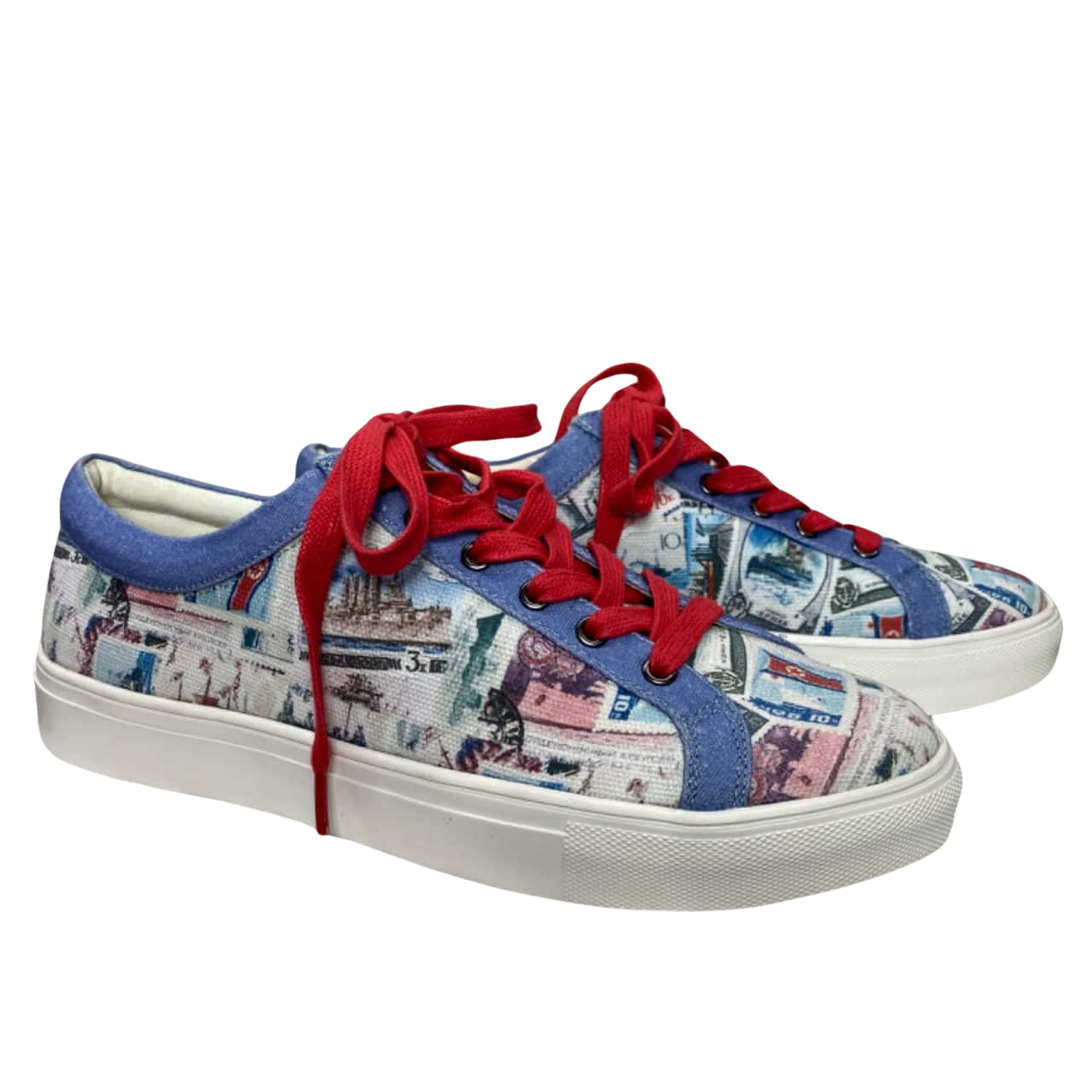 Women’s Kitten D’Amour Size 6.5 Blue & White Pattern Shoes (s)