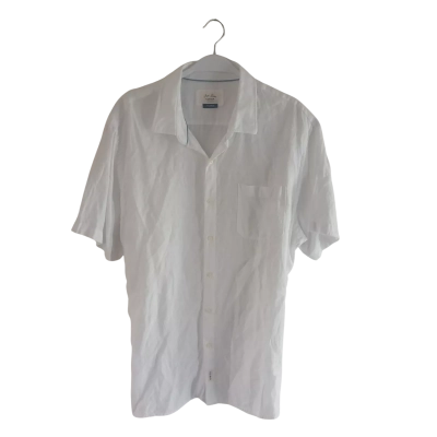 Gazman Men's Size XL S/S Shirt White Pure Linen