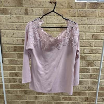 Heine Womens dusty pink lace sweater Size 44 