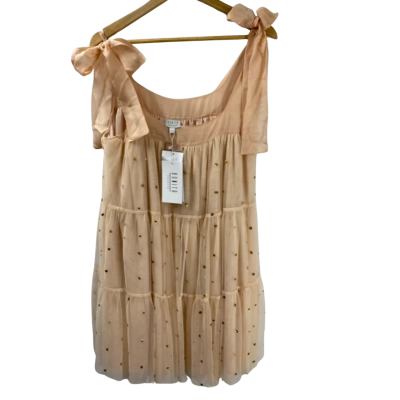 Bonita Collective  Womens  Size L Babydoll Dress Champagne / Gold 