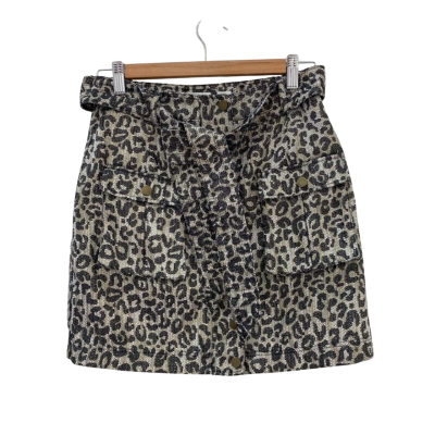 Sass & Bide Womens  Size 8 Mini Skirt Black  / Gold / White Animal Print