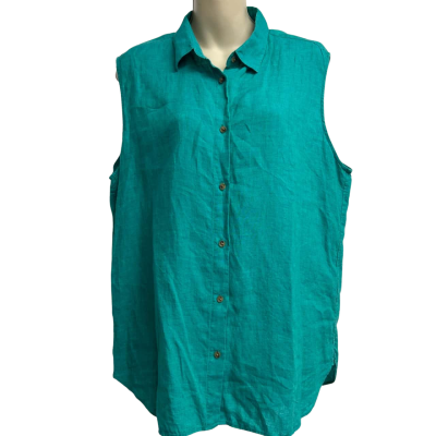 Uniqlo Womens Size XL Teal Linen Shirt