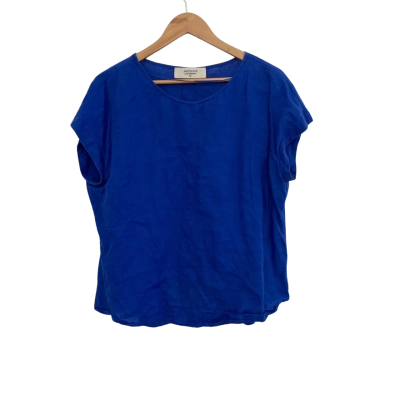 Jacqui-E Womens  Size 14 Short Sleeve Top Blue 