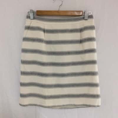 J.Crew Womens  Size 0 Pencil Skirt Cream / Grey / Striped 