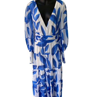  Gingham & Heels Blue and Whir Maxi Dress  Size 10 