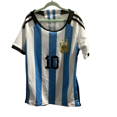  Kids  Size 10 Top  Blue / White #10 Messi Soccer Top