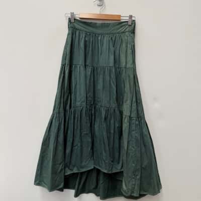 Sheike Green Tiered Midi Skirt - Size 8  