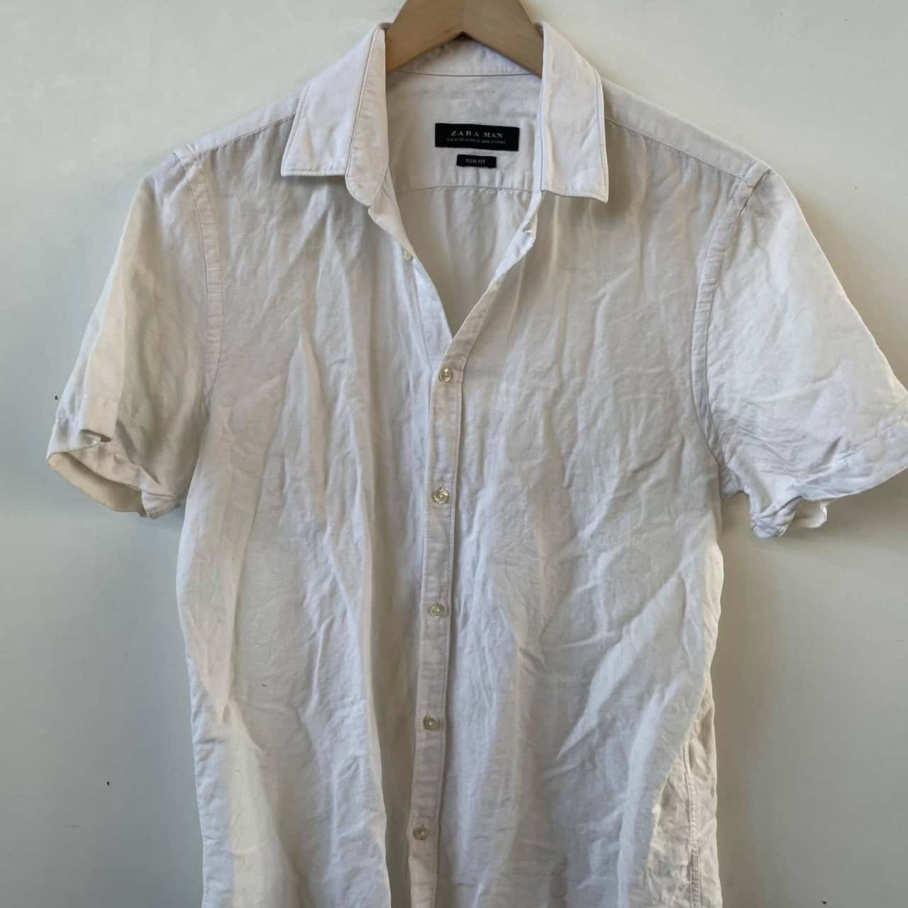 Zara Mens Size M Short Sleeve White Shirt