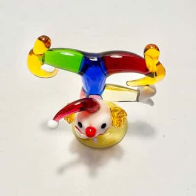 Murano Style Miniature Glass Clown Ornament