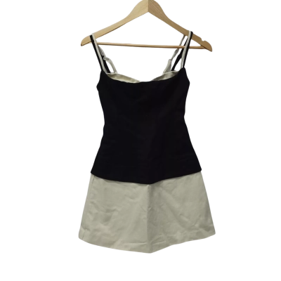 Princess Polly Womens  Size 4 Mini Dress / Shoestring Strap Dress Black  / Cream 