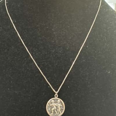 Ladies Silver 925 Stamped Box Chain w/ 925 Stamped Gemini Pendant - SEE DESCRIPTION 