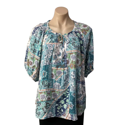 Rockmans Womens Size 14 Multicoloured Floral Short Sleeve Top (new)