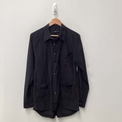 Bassike Pocket Long Sleeve Shirt Dark Navy Size XS