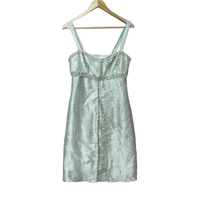 BNWT George Gross Women’s Size 10 Beaded Cocktail Dress / Formal Dress Blue/ beige