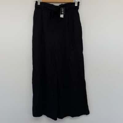 Dotti Black Linen Blend Culotte Pants Size 8