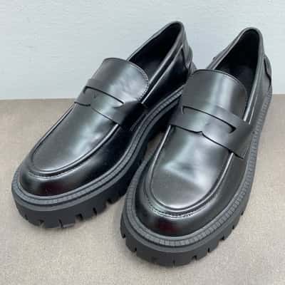 Topshop Womens Cherrie Chunky Loafers Size 38 Black  