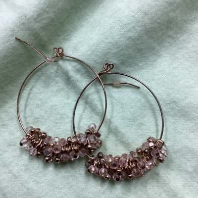  Womens Earrings Gold beaded hoop