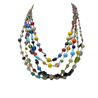  Womens Beaded Necklace Multicoloured / Silver 