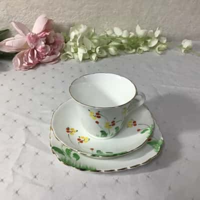 Vintage Colclough Art Deco Floral Pattern Bone China Cup Saucer & Plate
