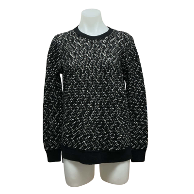 Saba Womens 100% Extrafine Merino Wool Size S Crew Neck Jumper Black  / White 