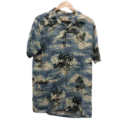 Campia Moda Mens  Vintage Size XL Hawaiin Shirt Blue / White 