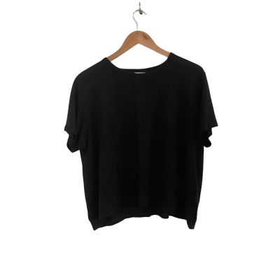 Seed Heritage Linen Womens  Size XL Short Sleeve Top Black  