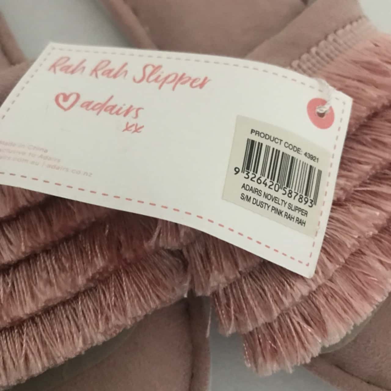 BNWT Adairs Rah Rah Slippers Womens Size M / S Pink