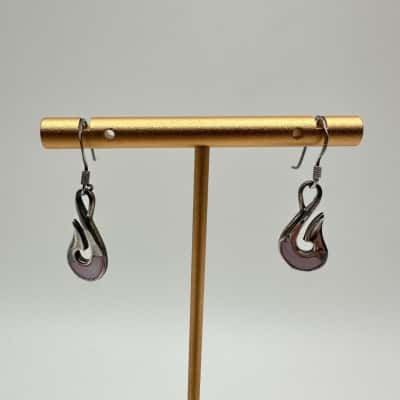  Makau (Fish Hook) Shell Inlay Earrings Stamped 925