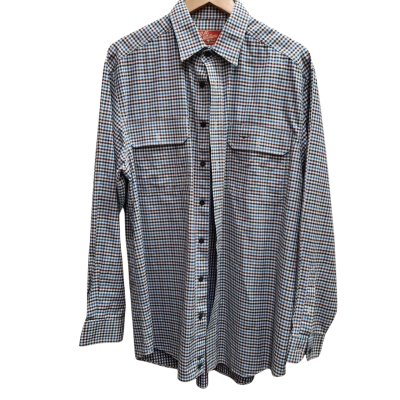 R.M. Williams Size L Long Sleeve Plaid Check 100% Cotton Button Through Shirt