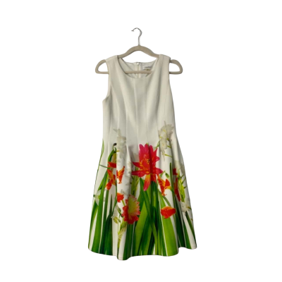 Calvin Klein Womens Dress Size 8 Floral / White 